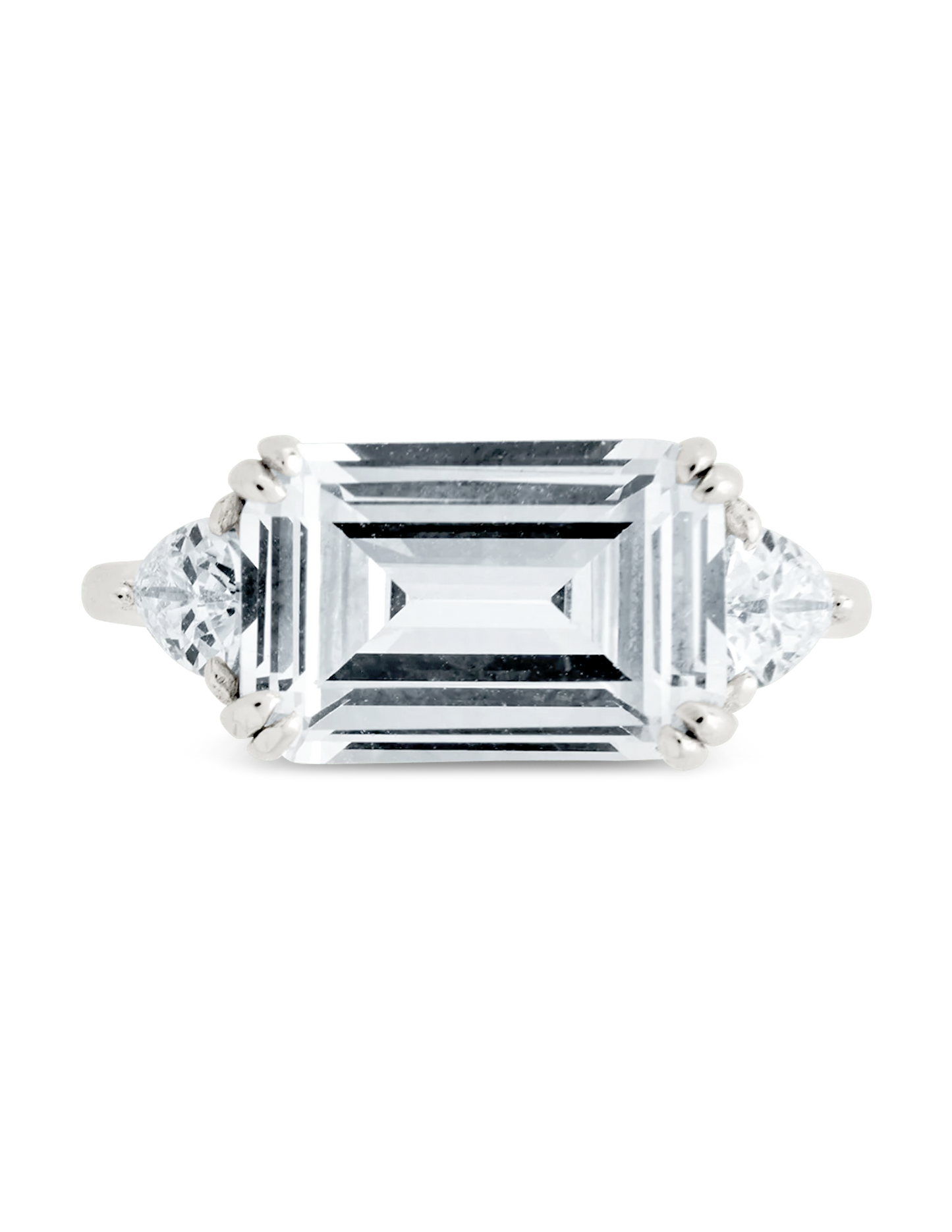 Sterling Silver Emerald & Trillion Ring