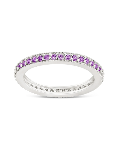 Sterling Silver 2.5mm Thin Amethyst CZ Band Ring