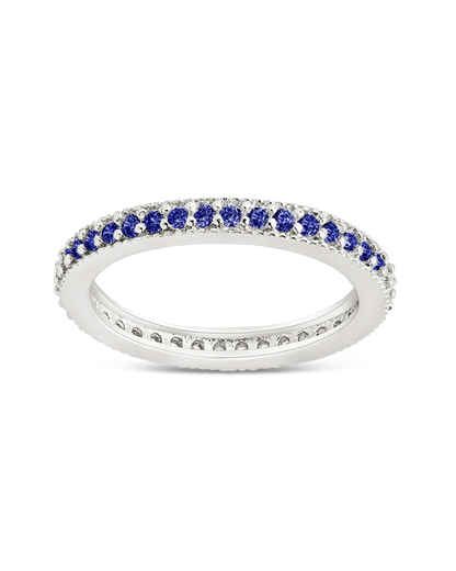 Sterling Silver 2.5mm Thin Sapphire CZ Band Ring