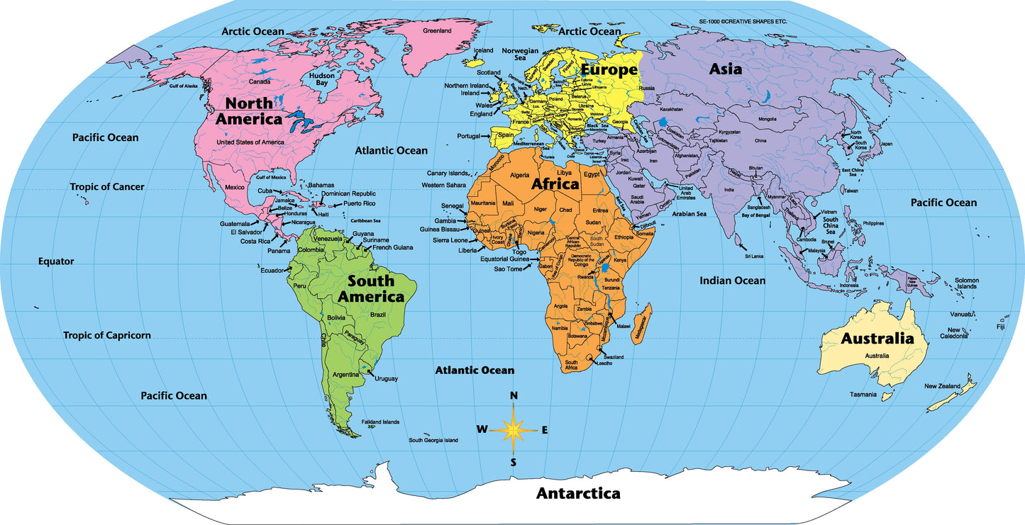 SHAPES ETC. Labeled World- Practice Maps