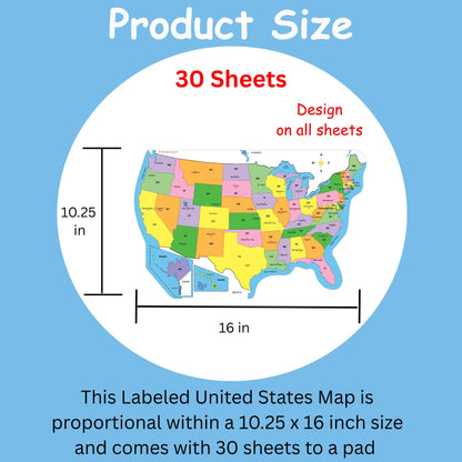 SHAPES ETC. U.S. Practice Map Combo Pack- 9” x 19”