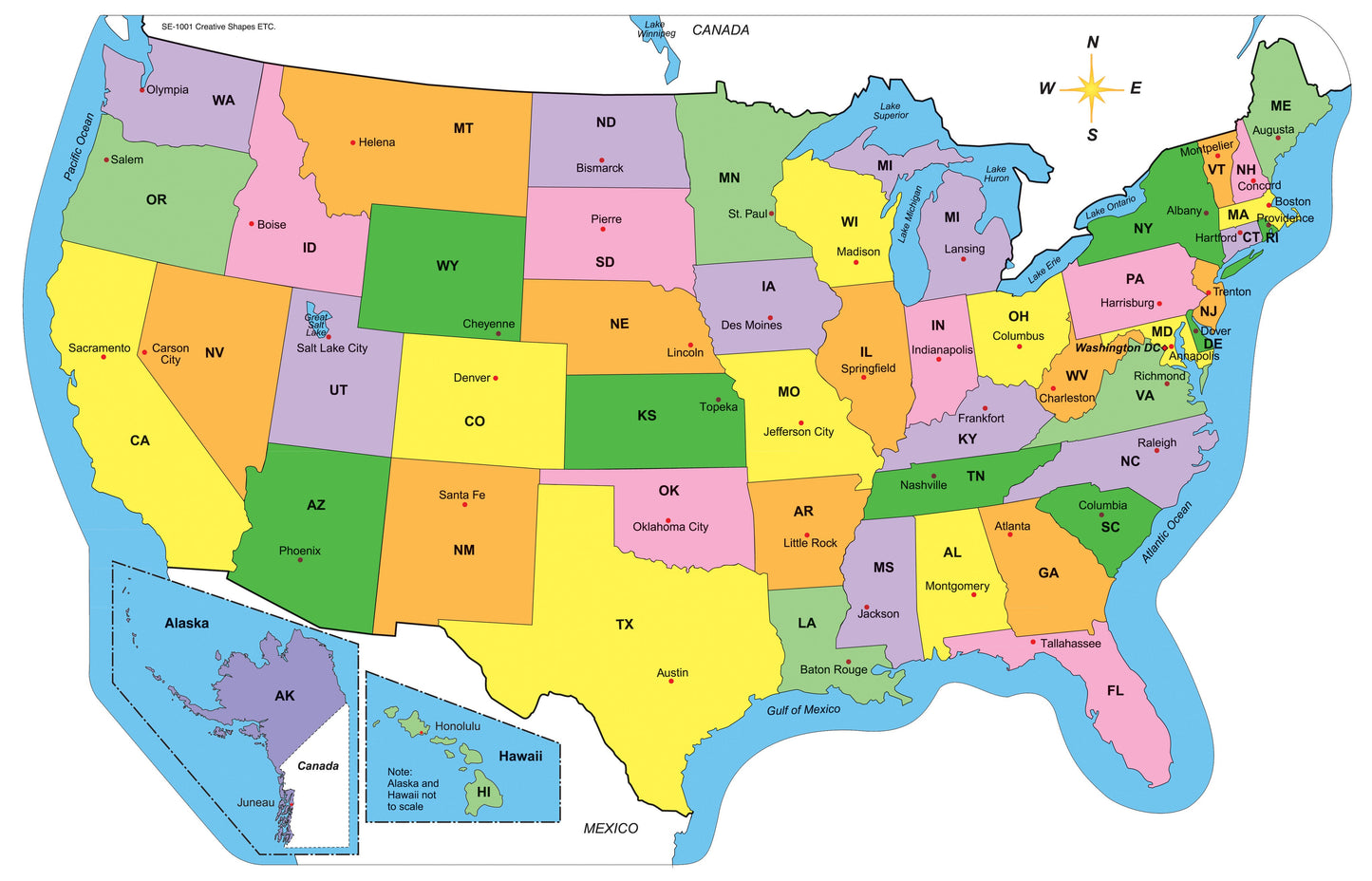 SHAPES ETC. Labeled U.S. -Practice Maps