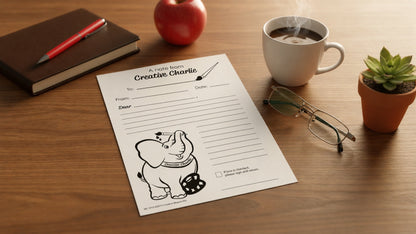 SHAPES ETC.  Notes from Teachers - Creative Charlie Blank Note