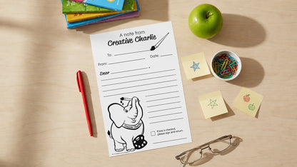 SHAPES ETC.  Notes from Teachers - Creative Charlie Blank Note