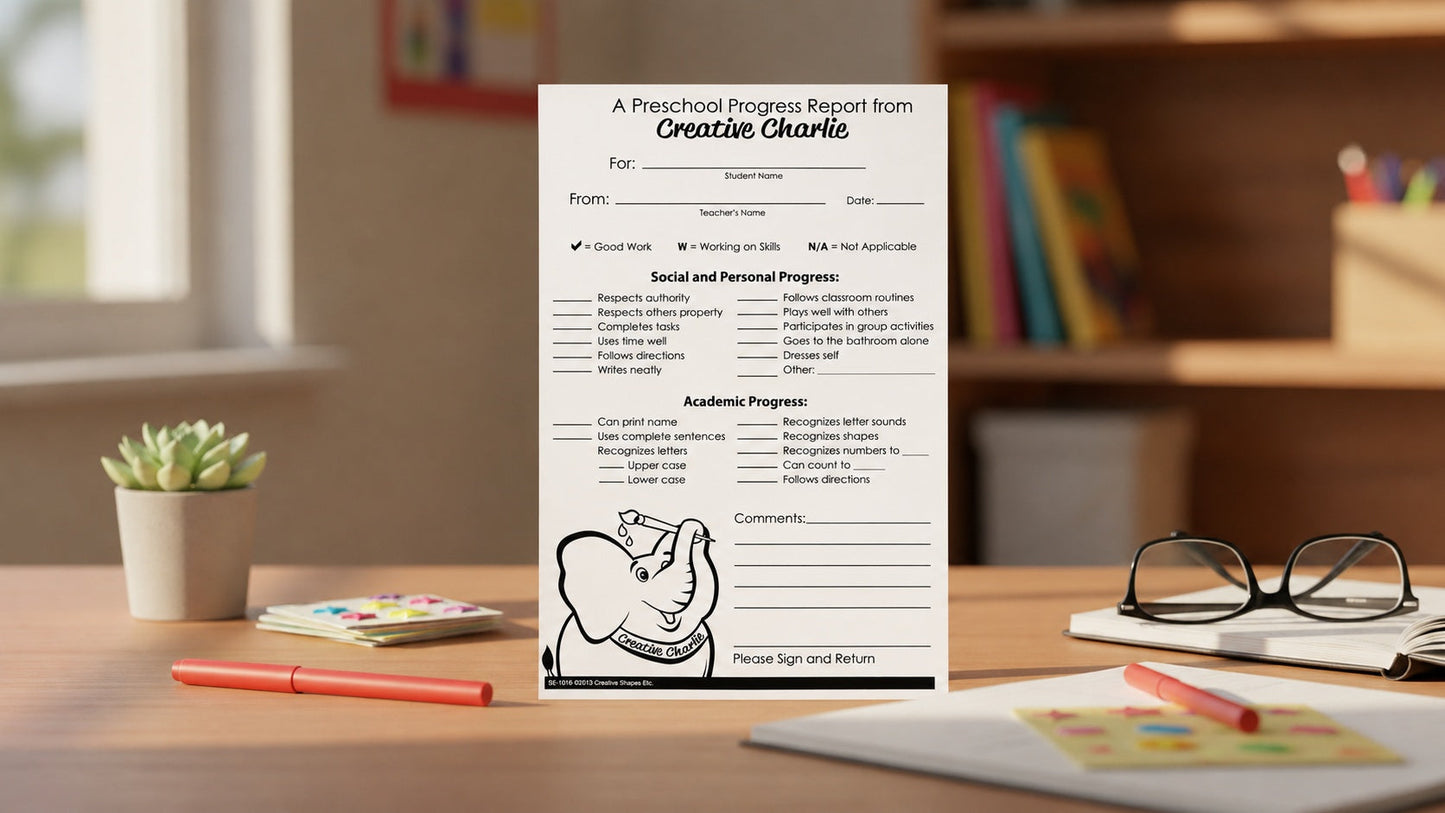 SHAPES ETC.  Notes from Teachers - Creative Charlie Preschool Progress Report