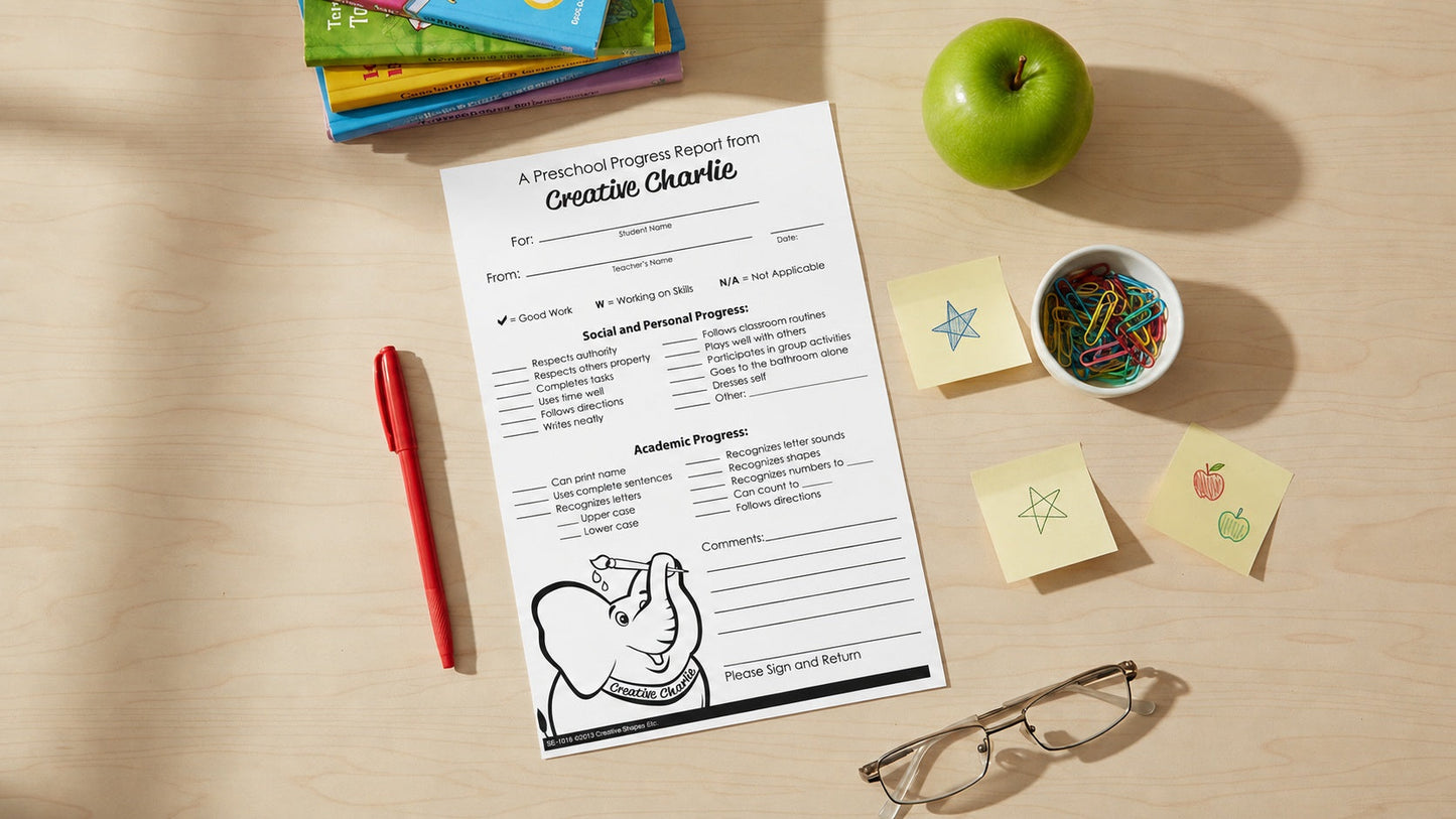 SHAPES ETC.  Notes from Teachers - Creative Charlie Preschool Progress Report