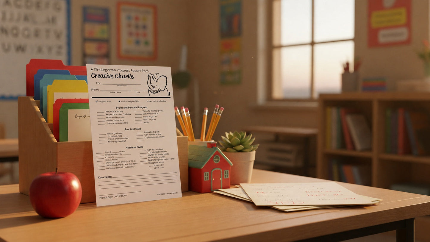 SHAPES ETC.  Notes from Teachers - Creative Charlie Kindergarten Progress Report