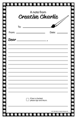 SHAPES ETC. Notes from Teachers - Creative Charlie Primary  Blank Note