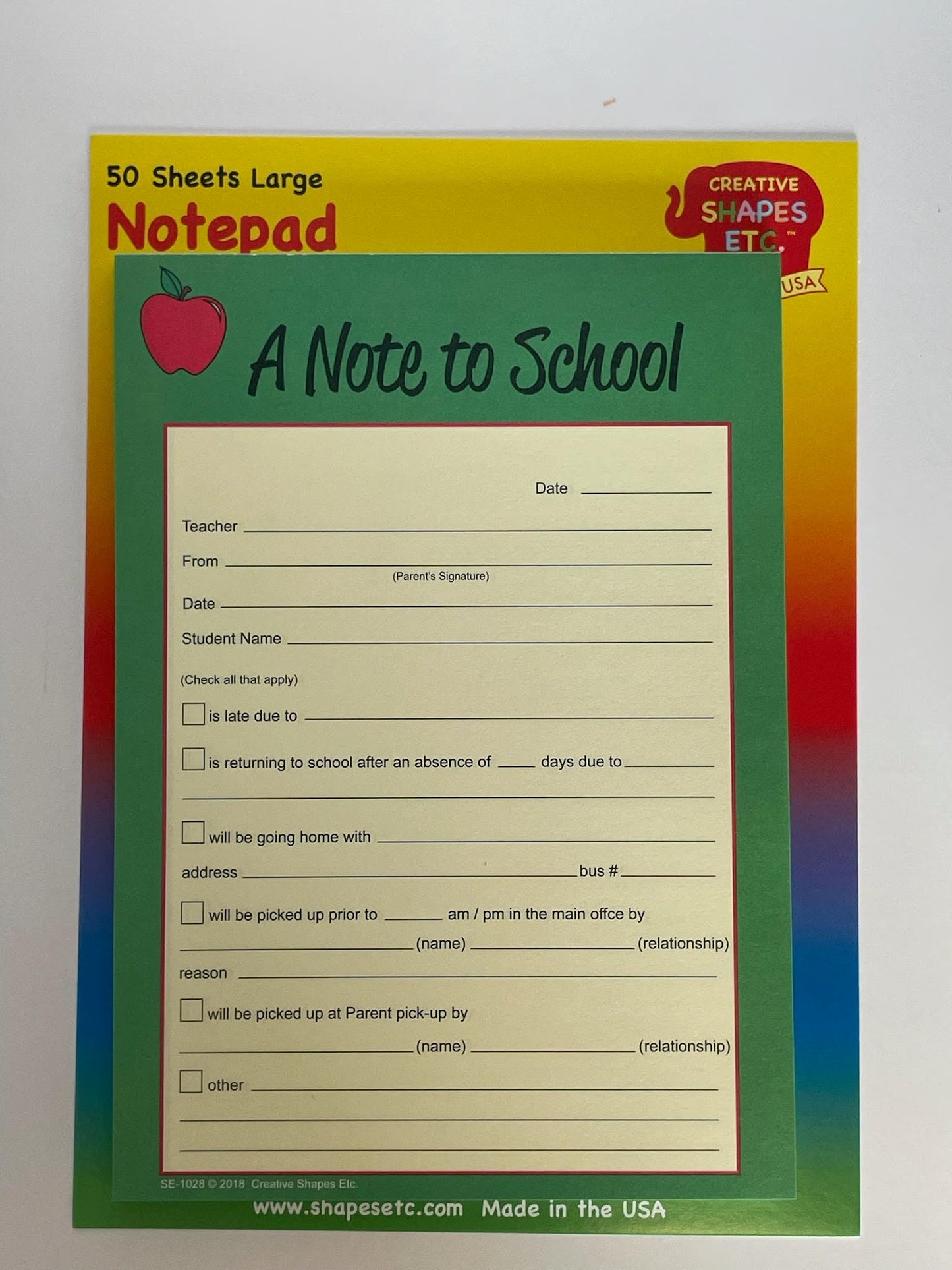 SHAPES ETC. Note to School – Notes to Parents