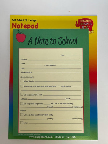 SHAPES ETC. Note to School – Notes to Parents