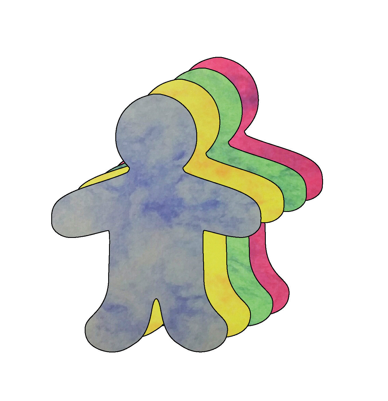 SHAPES ETC.  Person Small Marble Assorted Color Cut-Outs- 3"