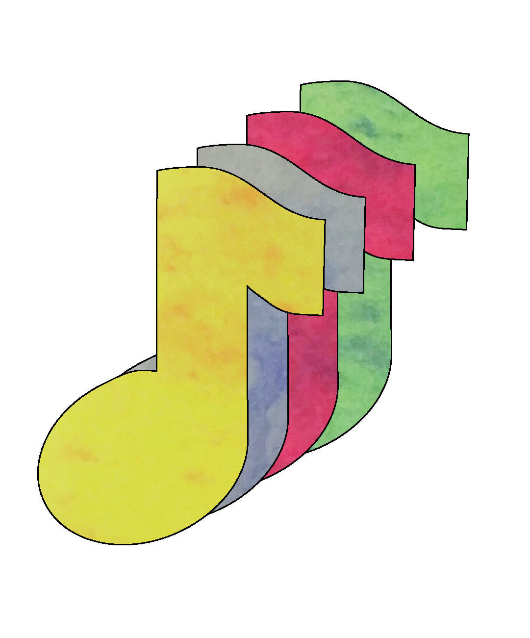 SHAPES ETC.  Music Note Marble Assorted Color Creative Cut-Outs- 3”