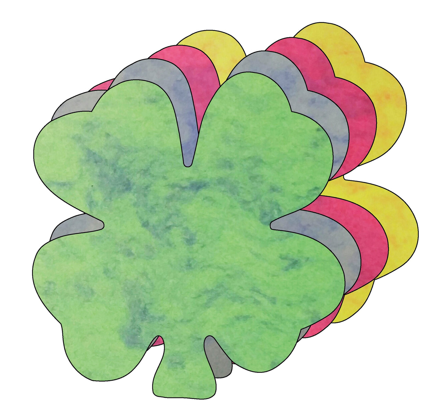 SHAPES ETC. Four Leaf Clover Marble Assorted Color Creative Cut-Outs- 3"