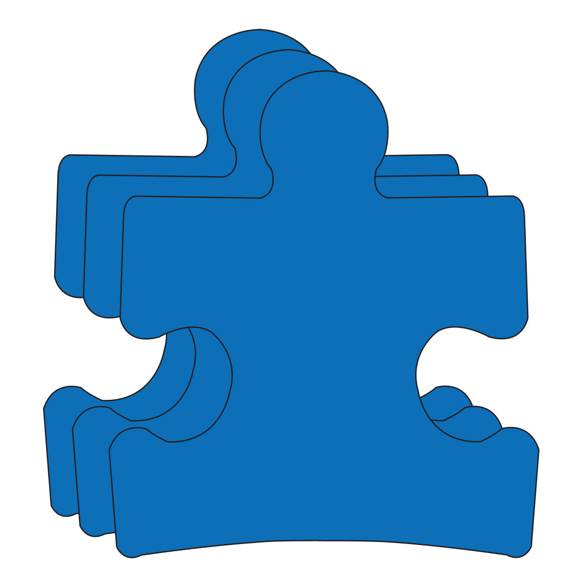 SHAPES ETC. Puzzle Piece Small Single Color Cut-Outs - 3" Blue