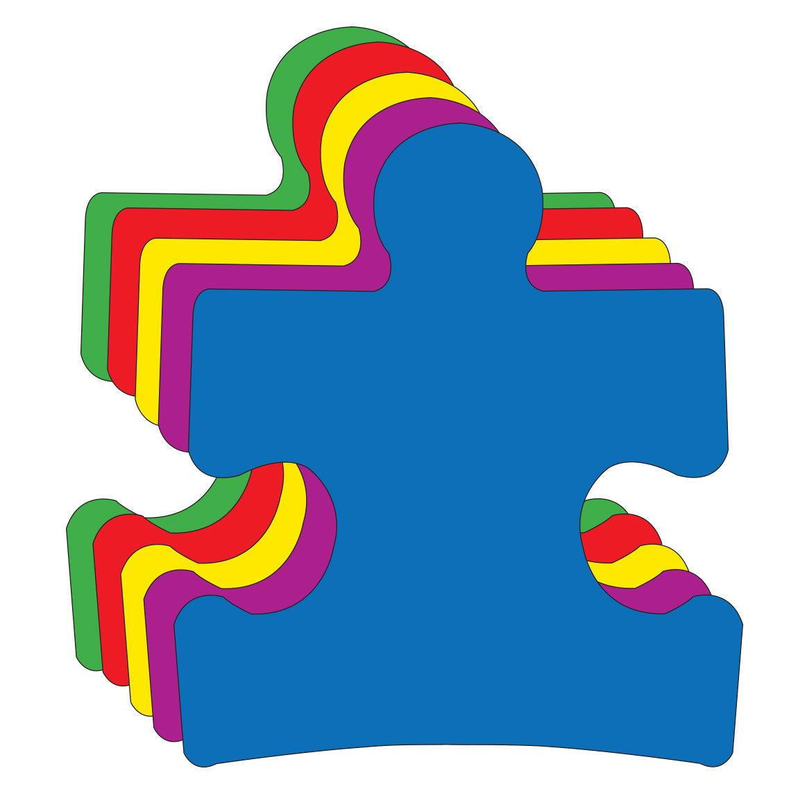 SHAPES ETC. Puzzle Piece Small Assorted Color Cut-Outs - 3"
