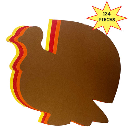 SHAPES ETC.  124 Pcs Thanksgiving Turkey Large Assorted Color Cut-Outs - 5.5in
