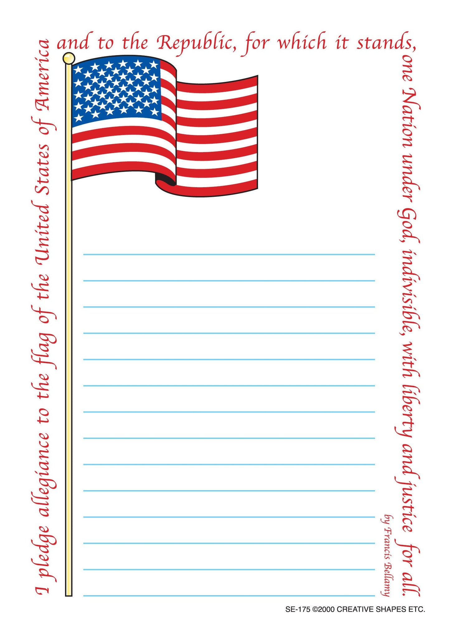 SHAPES ETC.  Large Notepad - Pledge/Flag