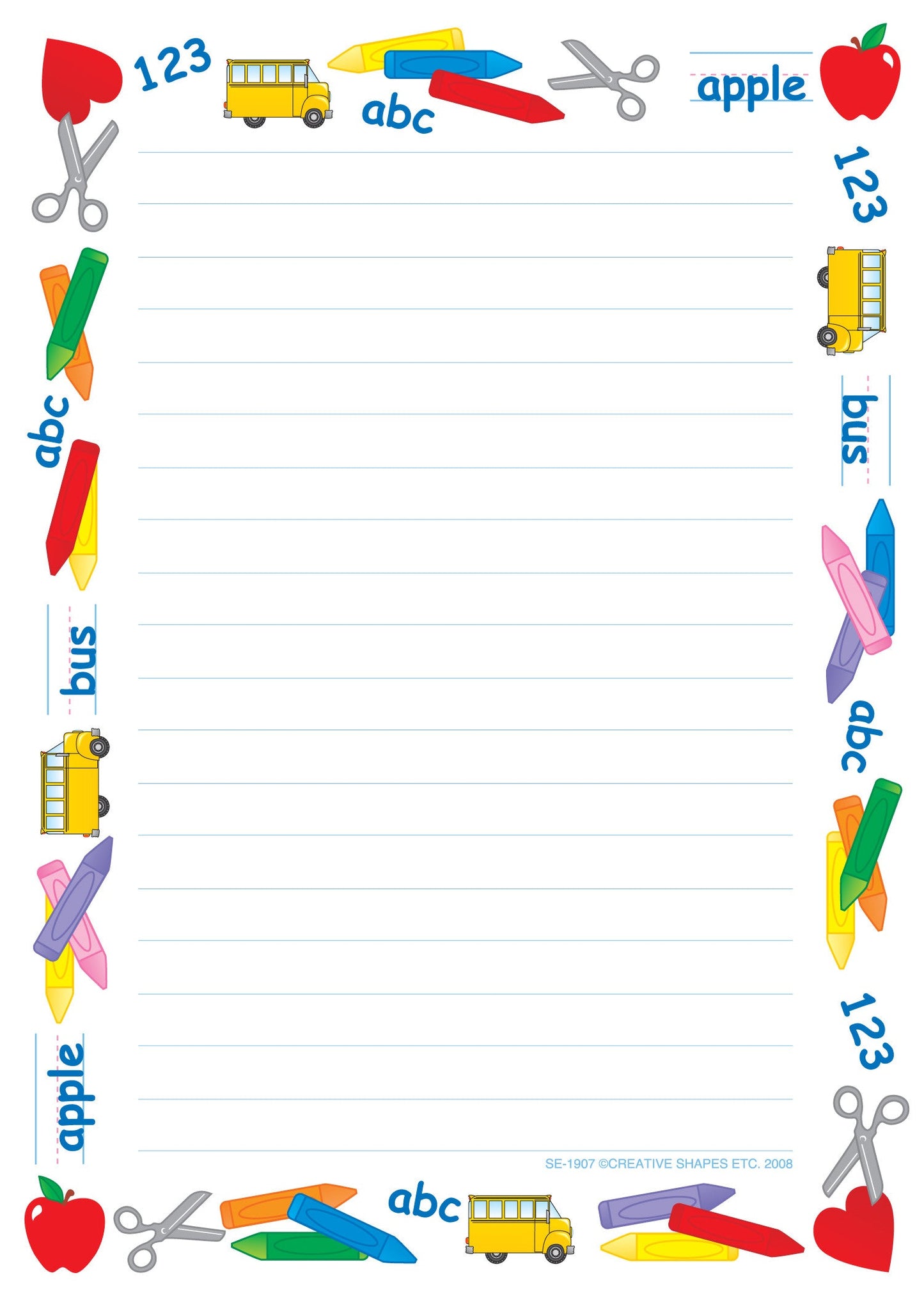 SHAPES ETC. Large Notepad - School Time/Lined
