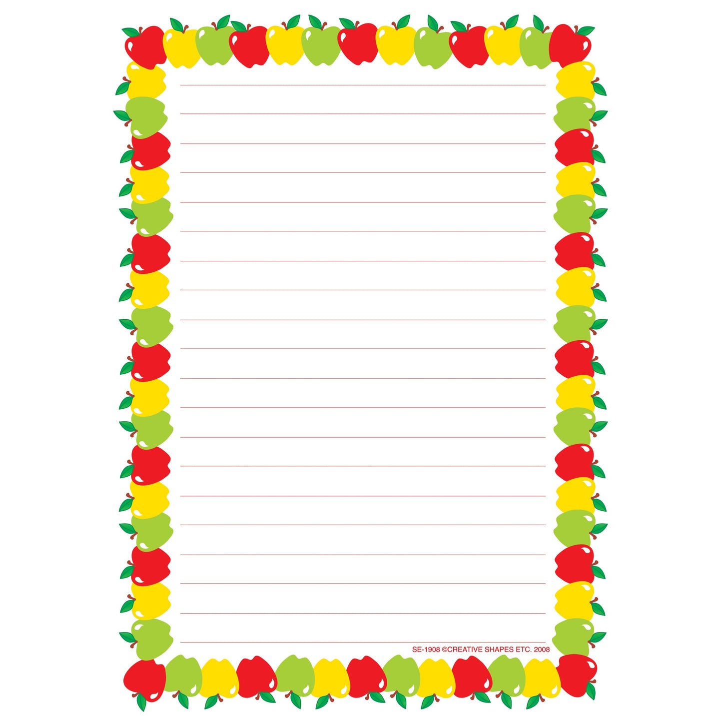SHAPES ETC. Large Notepad Apple/Lined
