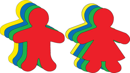 SHAPES ETC. Kid Shape Set Assorted Color Small Cut-Outs- 3”