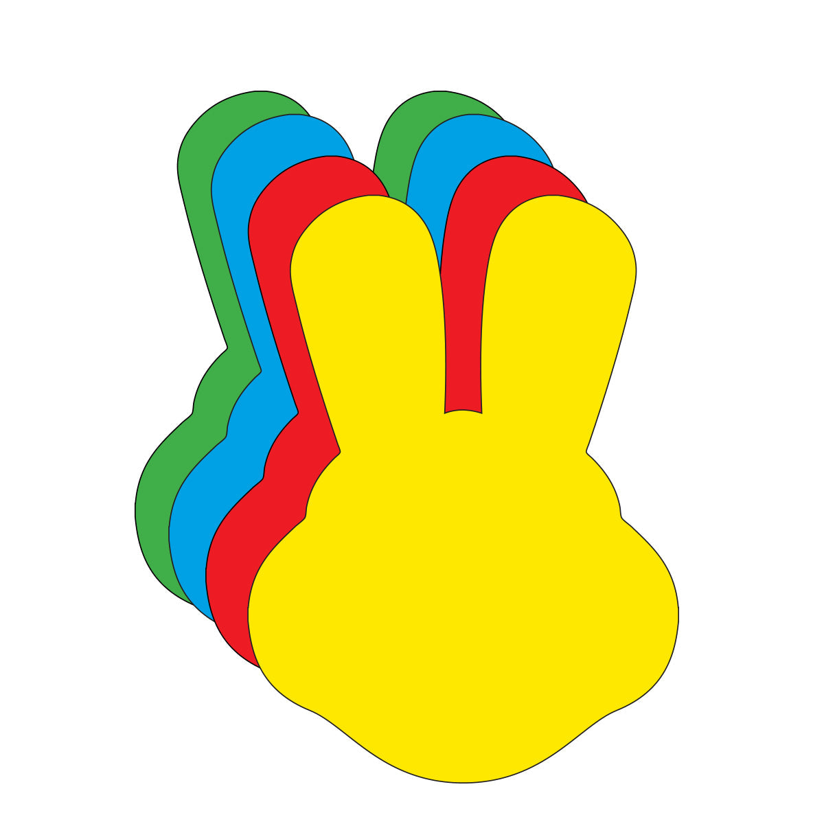 SHAPES ETC. Die-Cut Magnetic - Small Assorted Color Easter Bunny with Ears