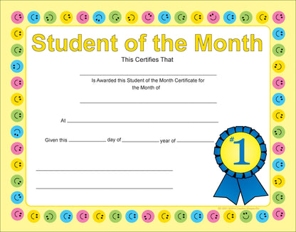 SHAPES ETC. Recognition Certificate - Student of the Month