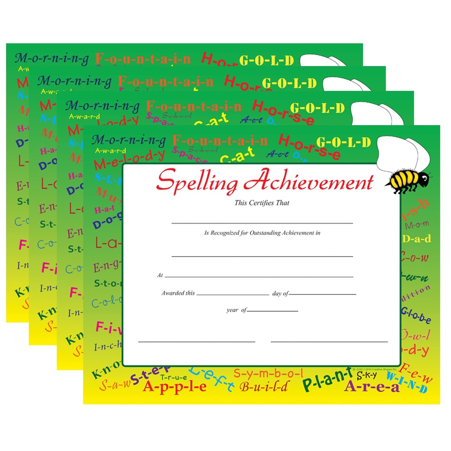 SHAPES ETC. Recognition Certificate - Spelling Achievement