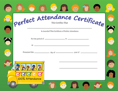 SHAPES ETC. Recognition Certificate - Perfect Attendance