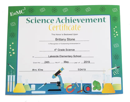 SHAPES ETC. Recognition Certificate - Science Achievement