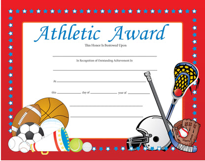 SHAPES ETC. Recognition Certificate - Athletic Award