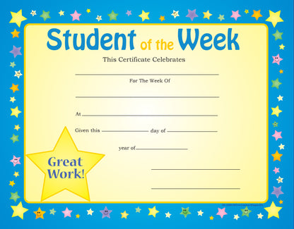 SHAPES ETC. Recognition Certificate - Student of the Week