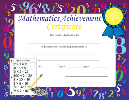SHAPES ETC. Recognition Certificates - Mathematics Achievement
