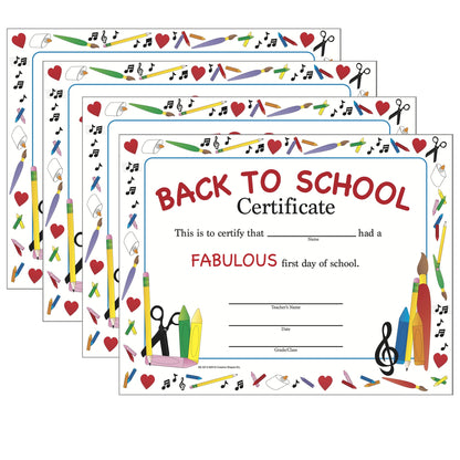 SHAPES ETC. Recognition Certificate - Welcome Back to School