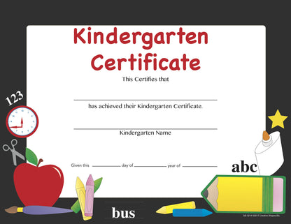 SHAPES ETC. Recognition Certificate - Kindergarten Certificate