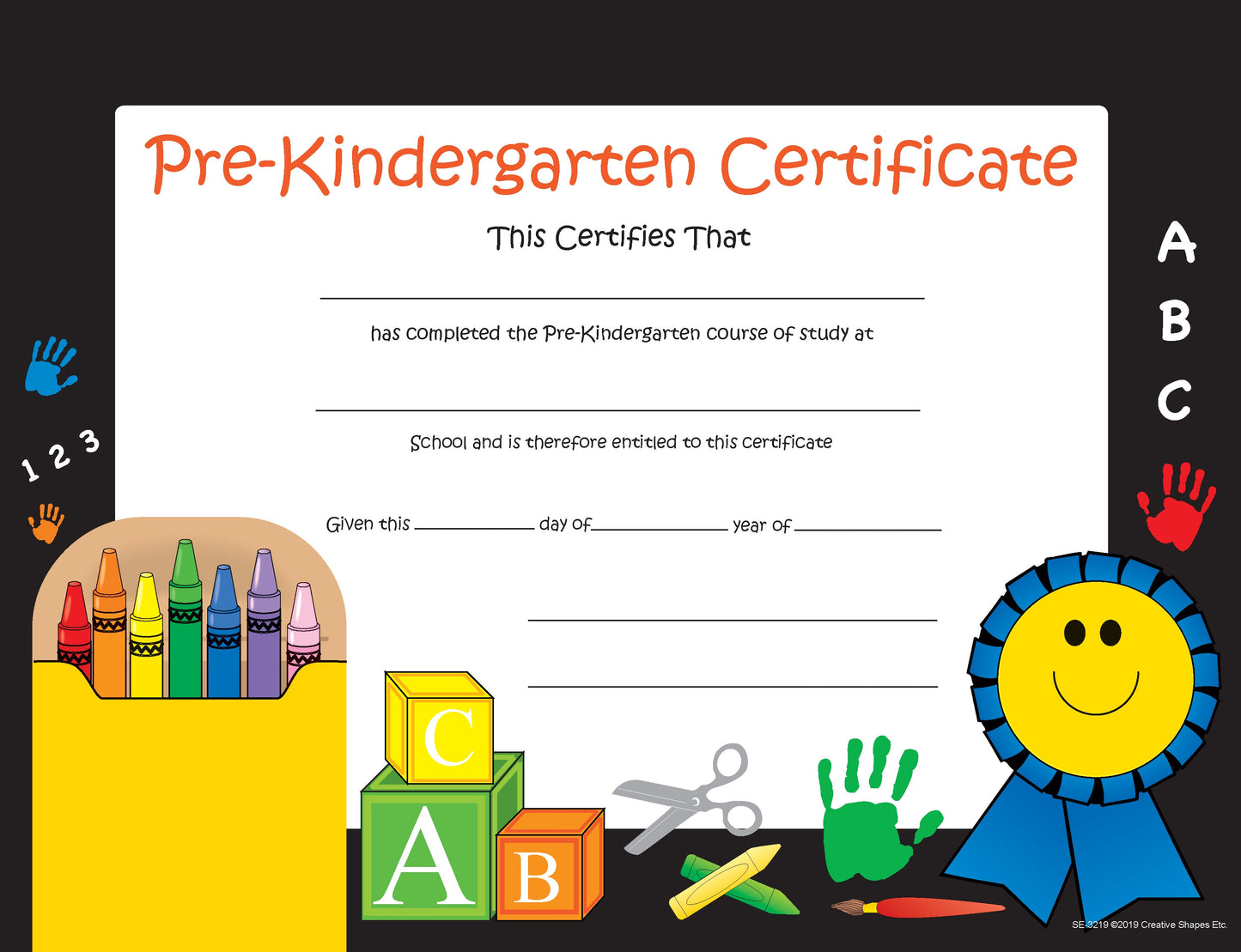 SHAPES ETC. Recognition Certificate - Pre-K Certificate