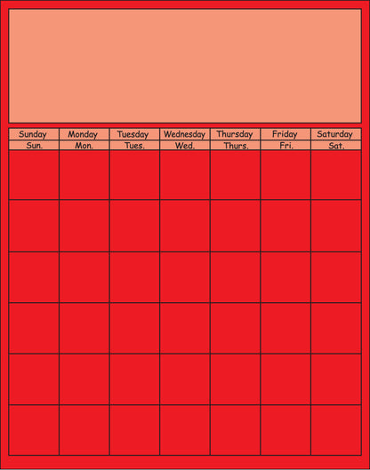 SHAPES ETC. Vertical Calendar - Red