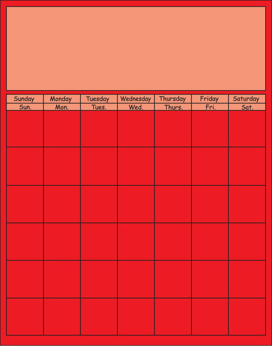 SHAPES ETC. Vertical Calendar - Red