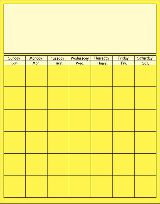 SHAPES ETC. Vertical Calendar - Yellow