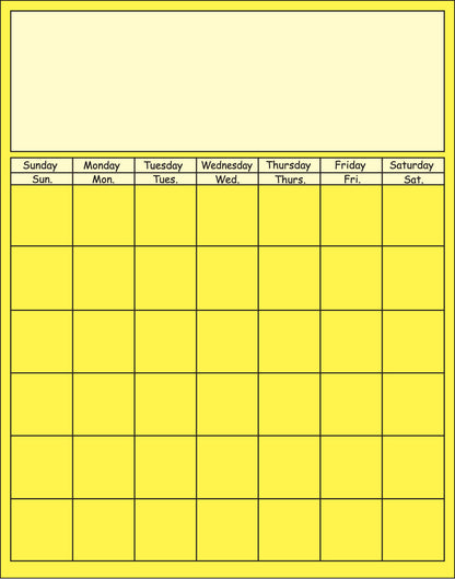 SHAPES ETC. Yellow Vertical Calendar - Set of 5