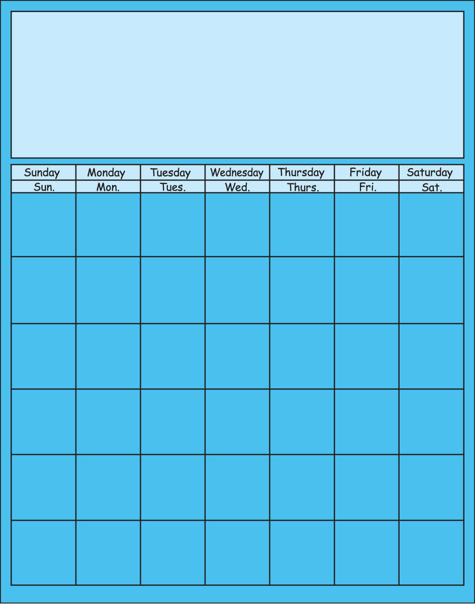 NEW - SHAPES ETC. Blue Vertical Calendar  - Set of 5