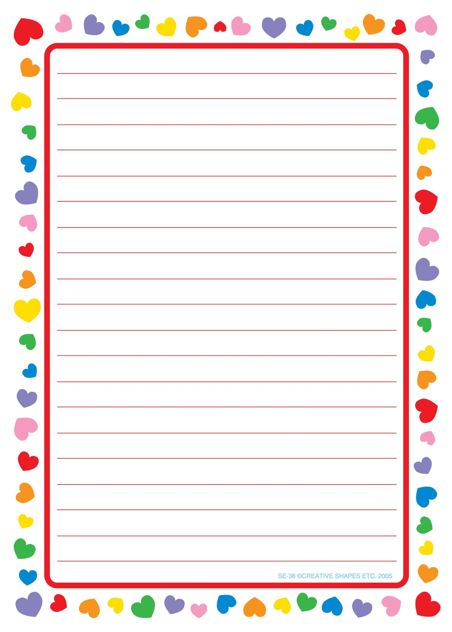 SHAPES ETC. Large Notepad - Heart Border