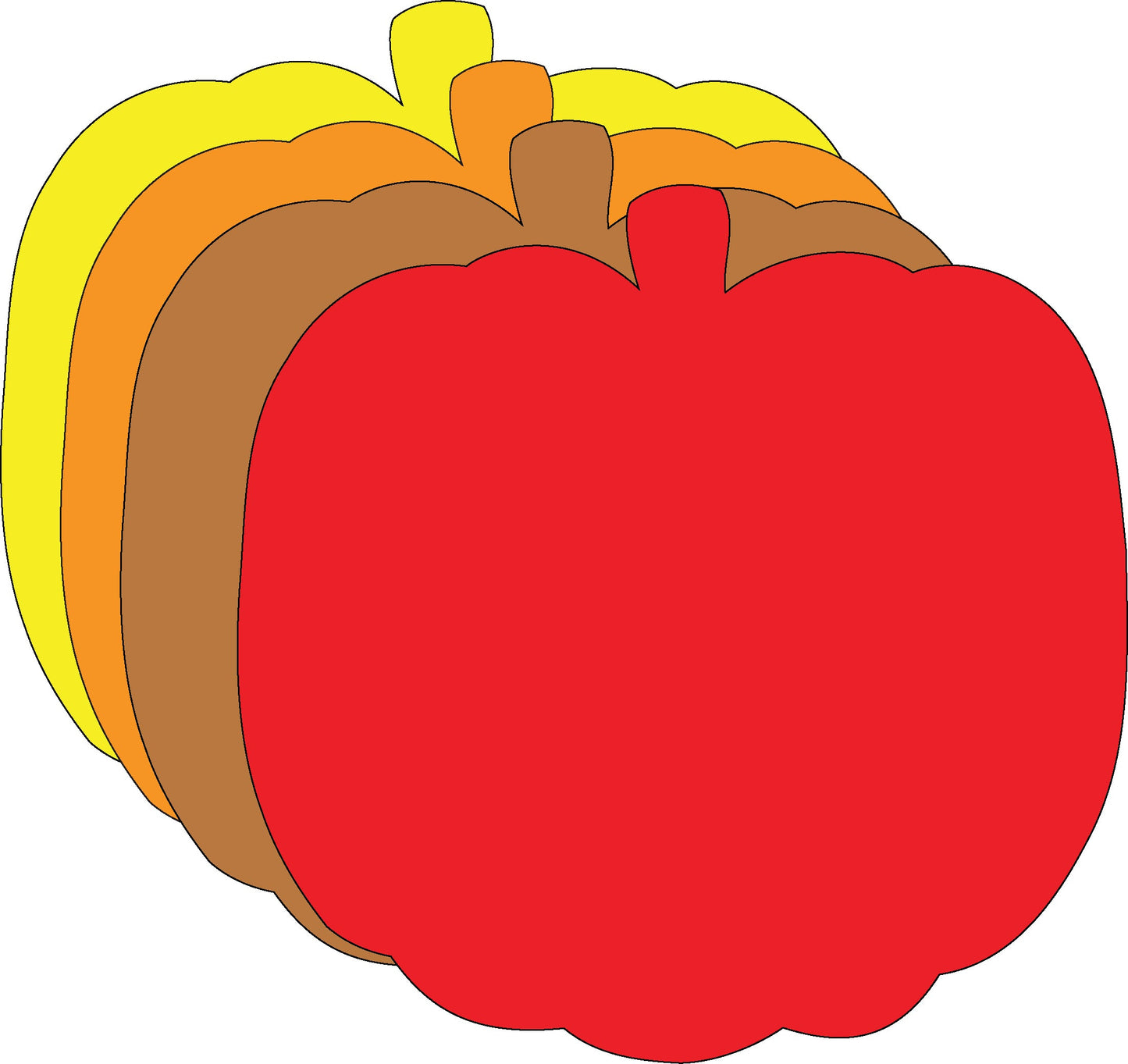 SHAPES ETC.  Fall Thanksgiving Pumpkin Large Assorted Color Cut-Outs - 5.5in