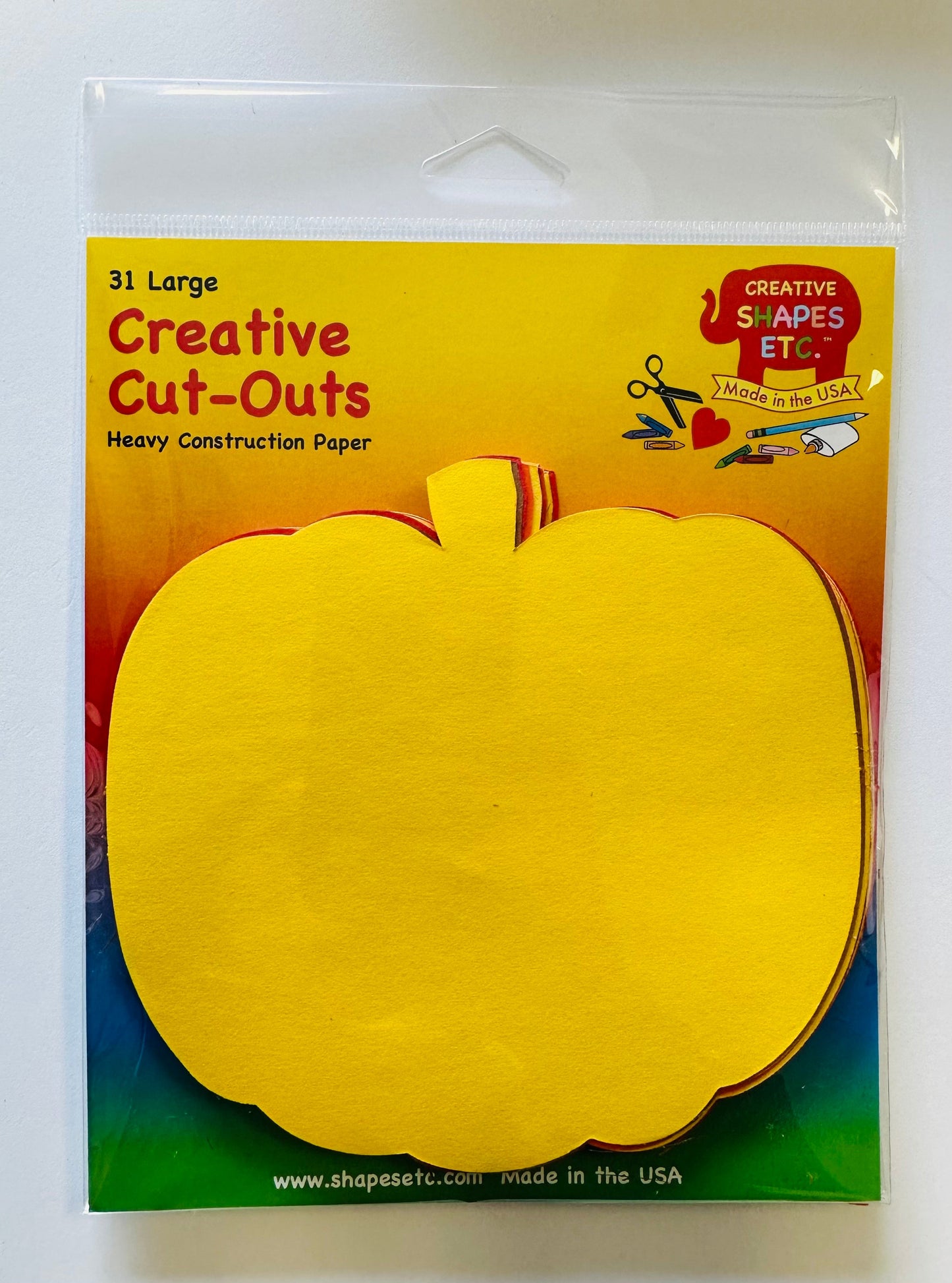 SHAPES ETC.  Fall Thanksgiving Pumpkin Large Assorted Color Cut-Outs - 5.5in