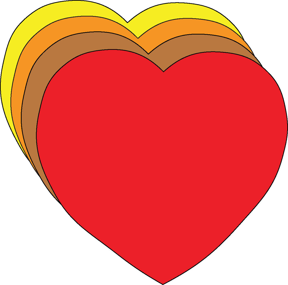 SHAPES ETC. Holiday Thanksgiving Heart  Small Assorted Color Cut-Outs - 2.5in