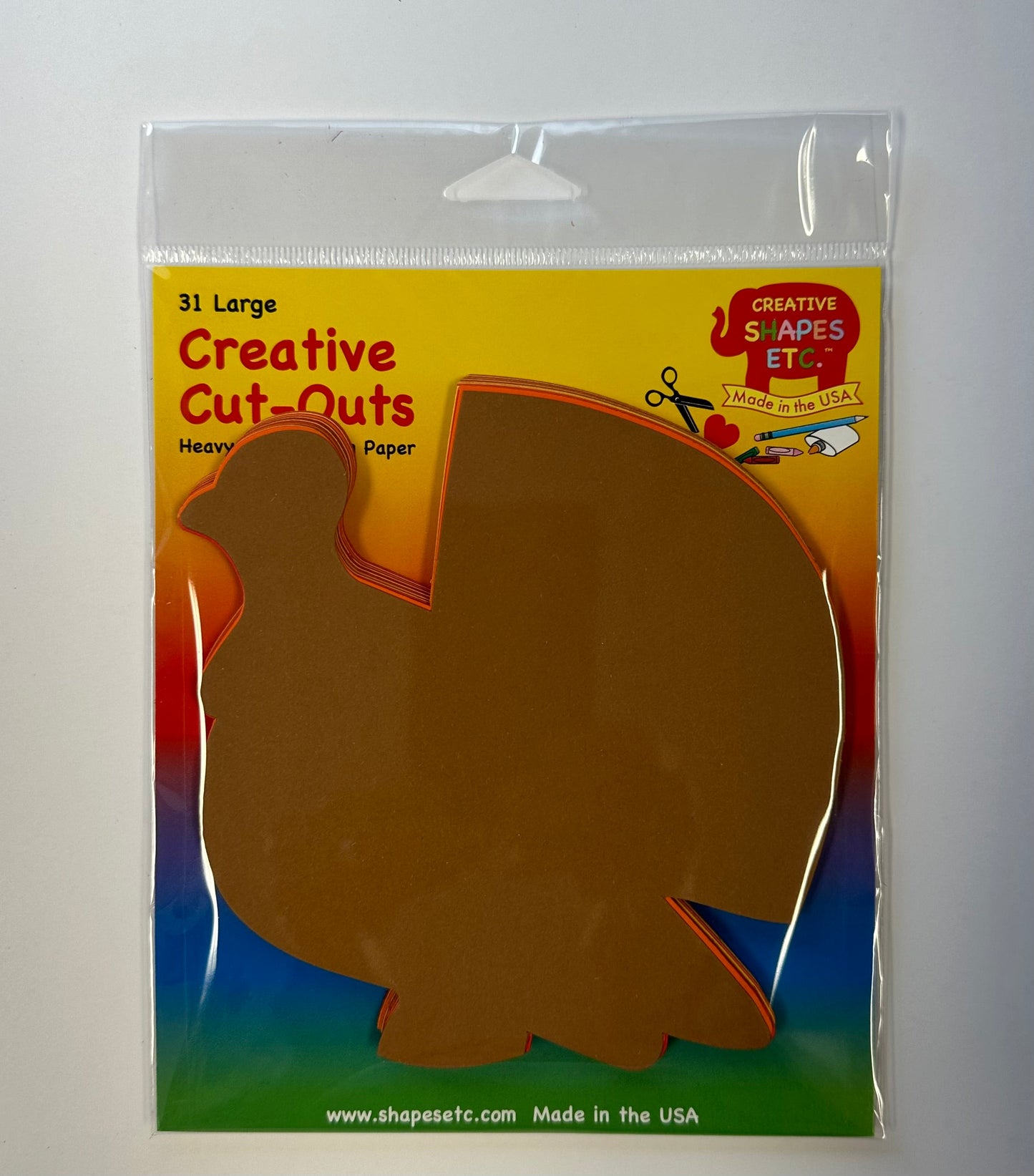 SHAPES ETC.  Thanksgiving Turkey Large Assorted Color Cut-Outs - 5.5in