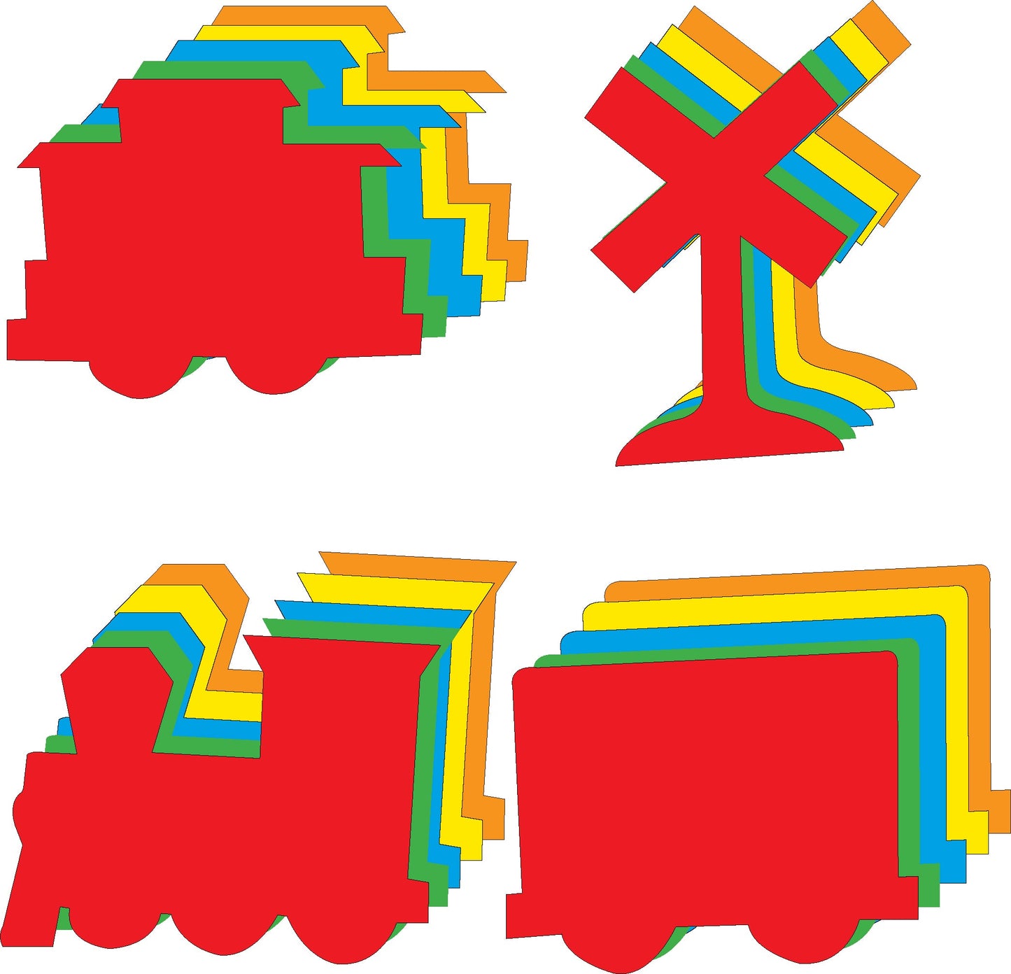 SHAPES ETC.  Large Cut-Out Set - Assorted Color Train
