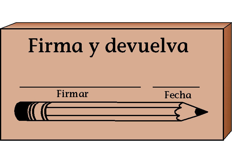 SHAPES ETC.  Teacher's Stamp Spanish - Firma y devuelva (Sign & Return)