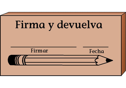 SHAPES ETC.  Teacher's Stamp Spanish - Firma y devuelva (Sign & Return)