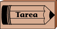 SHAPES ETC.  Teacher's Stamp Spanish - Tarea (Homework)