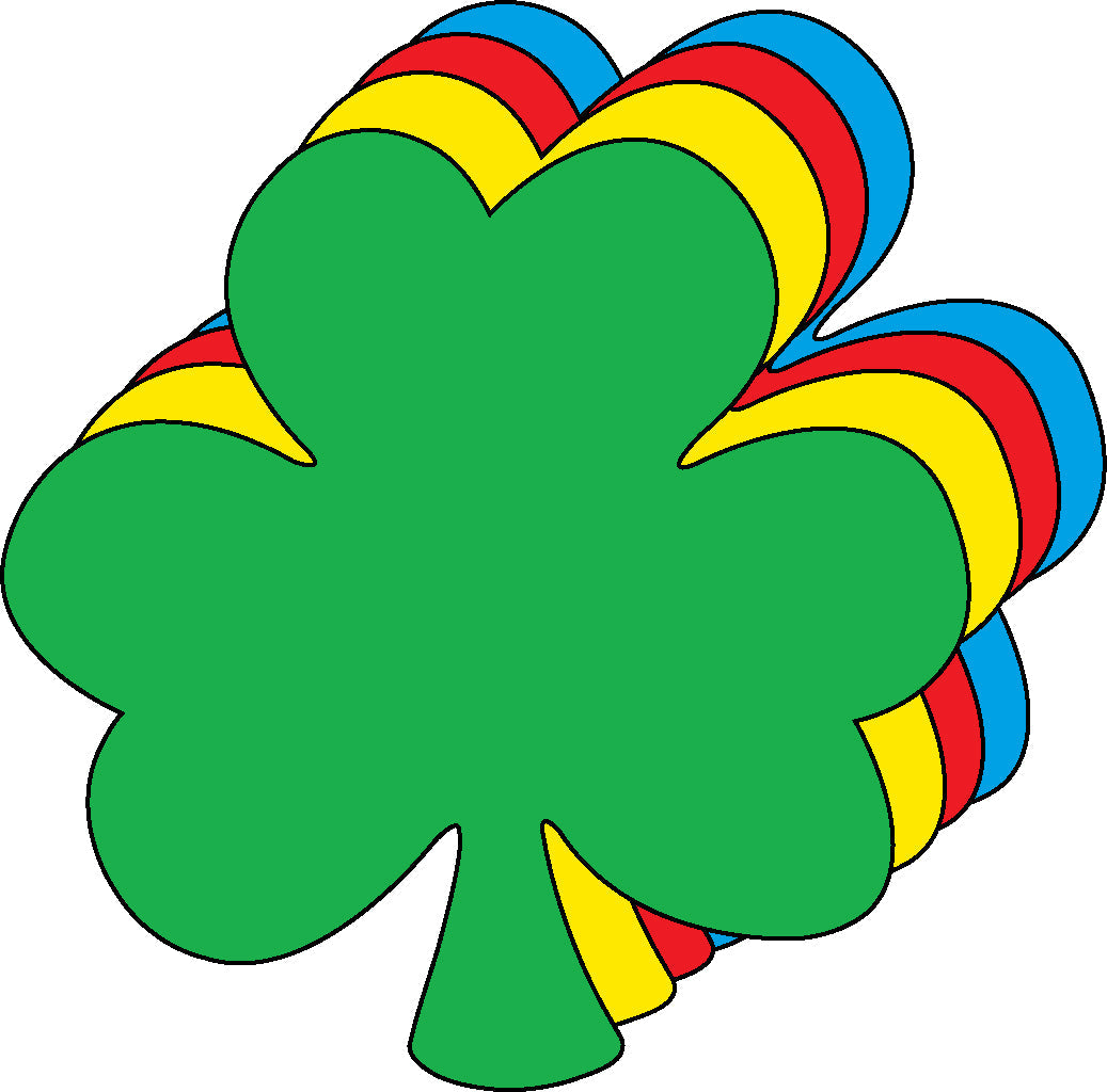 SHAPES ETC. Shamrock Assorted Color Creative Cut-Outs- 3"